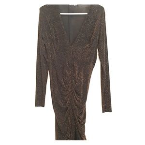 Black and gold sparkle high low midi formal